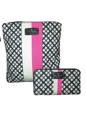 Kate Spade Canvas Victoria Crossbody Bag with Neda Full Zip Wallet Set